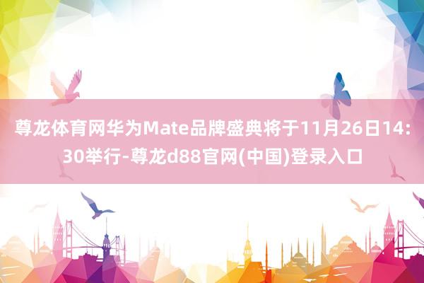 尊龙体育网华为Mate品牌盛典将于11月26日14:30举行-尊龙d88官网(中国)登录入口