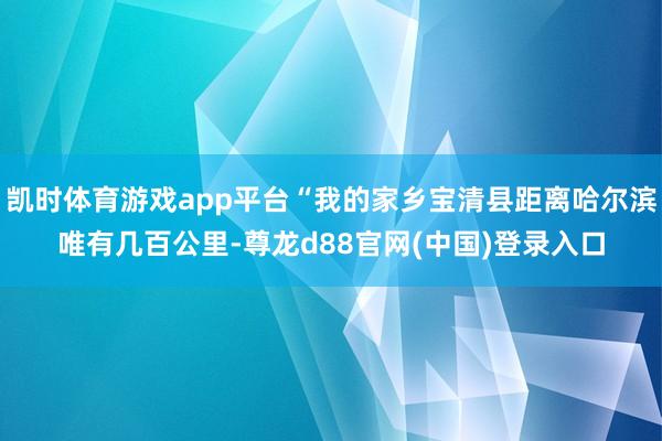 凯时体育游戏app平台“我的家乡宝清县距离哈尔滨唯有几百公里-尊龙d88官网(中国)登录入口